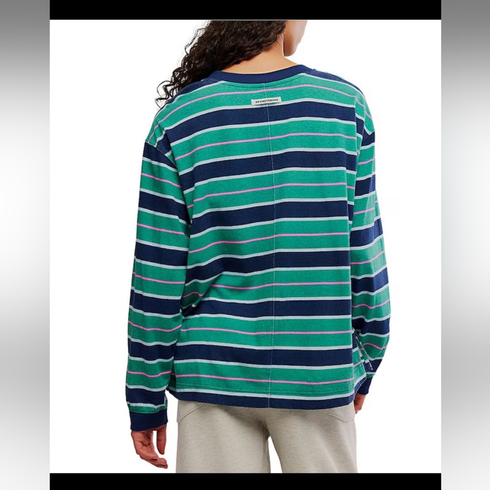 FIRM PRICE NWOT FP MOVEMENT BY FREE PEOPLE STRIPED HUSTLE LAYER - Picture 8 of 14